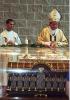 Archbishop Collins and Rev. Stephen Hero venerating the relics of St. Theresa of Lisieux at the Carmelite Convent in Devon, Alberta