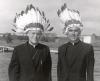 Then, Rev. Joseph MacNeil and Bishop Power wearing the Mi'kmaq Nation's headdress