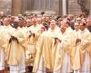 Archbishop MacNeil and other bishops in a crowd in Rome during Archbishop MacNeil's Ad Limina visit