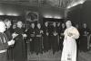 Informal shot of Pope John Paul II gathered with bishops in Rome, Archbishop MacNeil present for his Ad Limina visit