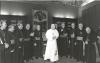 Informal shot of Pope John Paul II gathered with bishops in Rome, Archbishop MacNeil present for his Ad Limina visit.