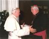 Archbishop MacNeil presenting Pope John Paul II with a gift during his Ad Limina visit to Rome