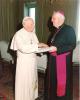 Archbishop MacNeil presenting Pope John Paul II with a gift during his Ad Limina visit to Rome