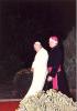 Pope John Paul II and Archbishop MacNeil walking together outside St. Joseph's Basilica
