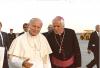 Pope John Paul II and Archbishop MacNeil at the Tarmac on his arrival in Edmonton