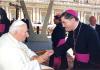 Archbishop Collins shaking hand of  Pope John Paul II when in Rome to receive the Pallium